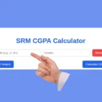 a finger pointing to the srm cgpa calculator add button.