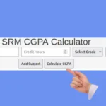 A finger pointed to the calculate button on srm cgpa calculator